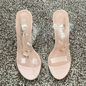 Shein Nude Heels with Clear Straps